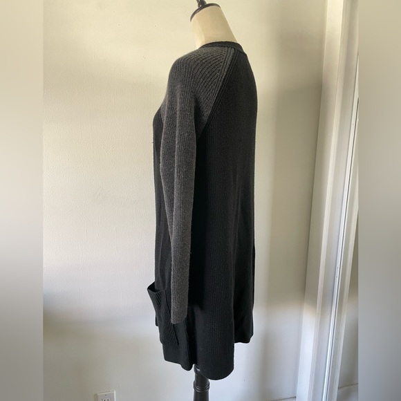 Eileen Fisher Extra Fine Merino Wool Cardigan Sweater Black Gray Size M Longline - Picture 4 of 12